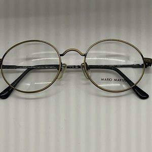 Vintage 1980's MM Round Gold/Black Rx’able Eyeglasses Frames